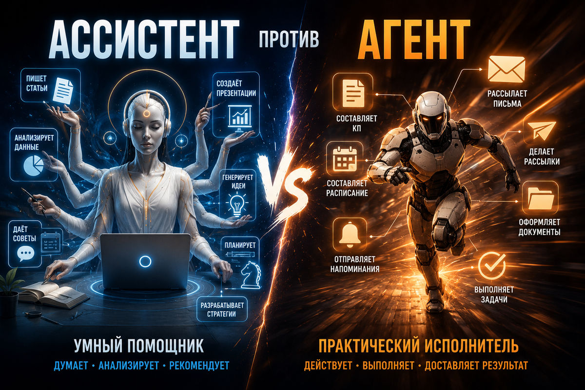 Ассистент или агент: в чем разница и что выбрать для работы с ИИ?